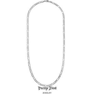 18K White Gold Plated Figaro Chain Necklace- 24"